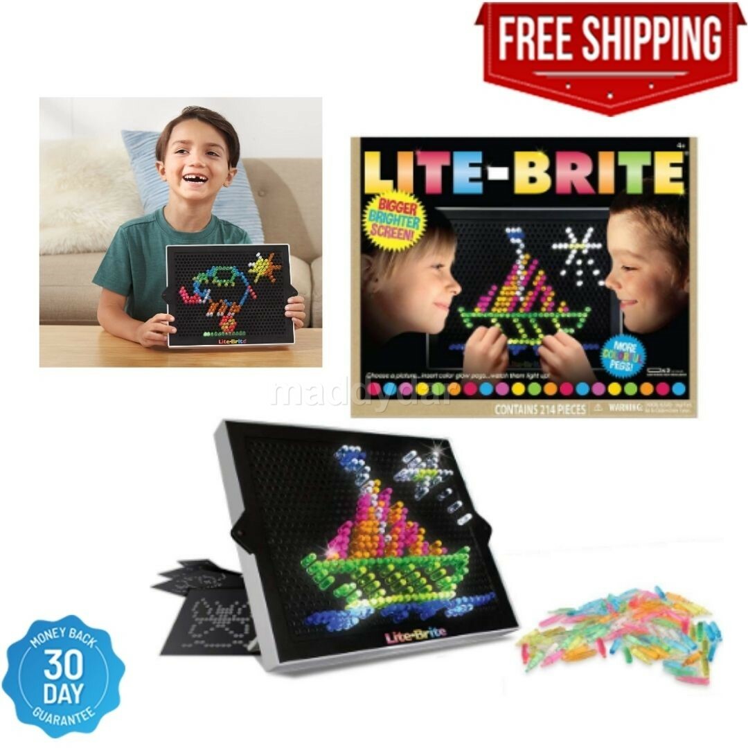 214 Pegs Magic Screen Retro Style Lite Brite Kids Toy Fun Light Bright Game Set