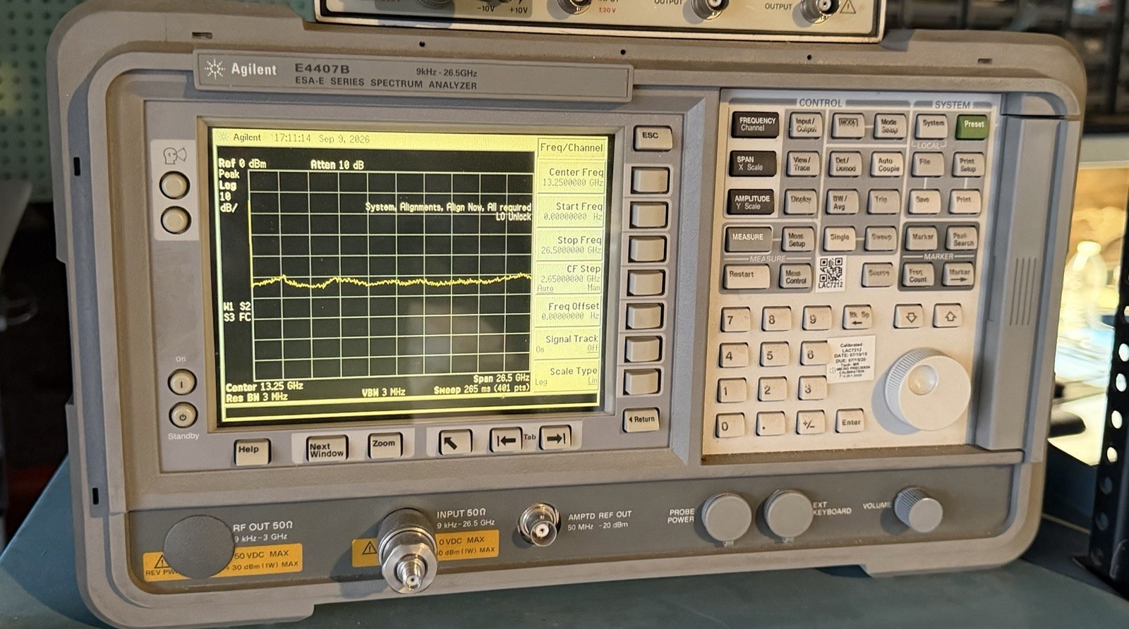 Agilent E4407B Spectrum Analyzer 9 kHz-26.5 GHz w/Opt 1DR,1DS,B72,A4H,1D5 TESTED