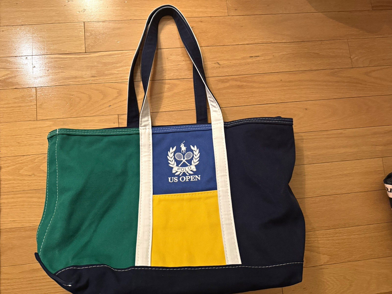 Polo Ralph Lauren Colorblock Zip Tote, Logo Accents, Gold Hardware, Lined