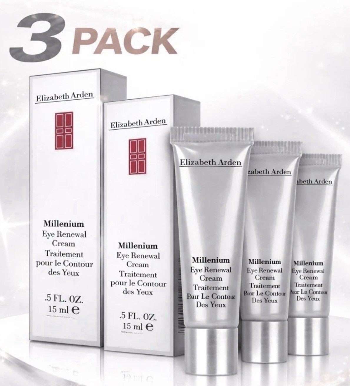 3 PACK-Elizabeth Arden Millennium Renewal Eye Cream All Skin Types 3x15ml-Boxed