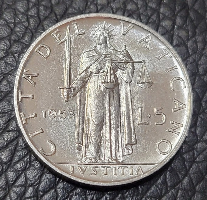 1953 Vatican City 5 Lire Coin
