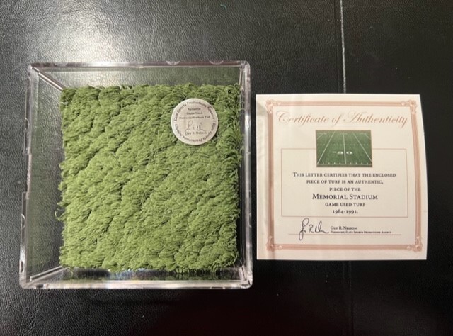NEBRASKA CORNHUSKERS GAME USED MEMORIAL STADIUM FOOTBALL TURF: Tom Osborne