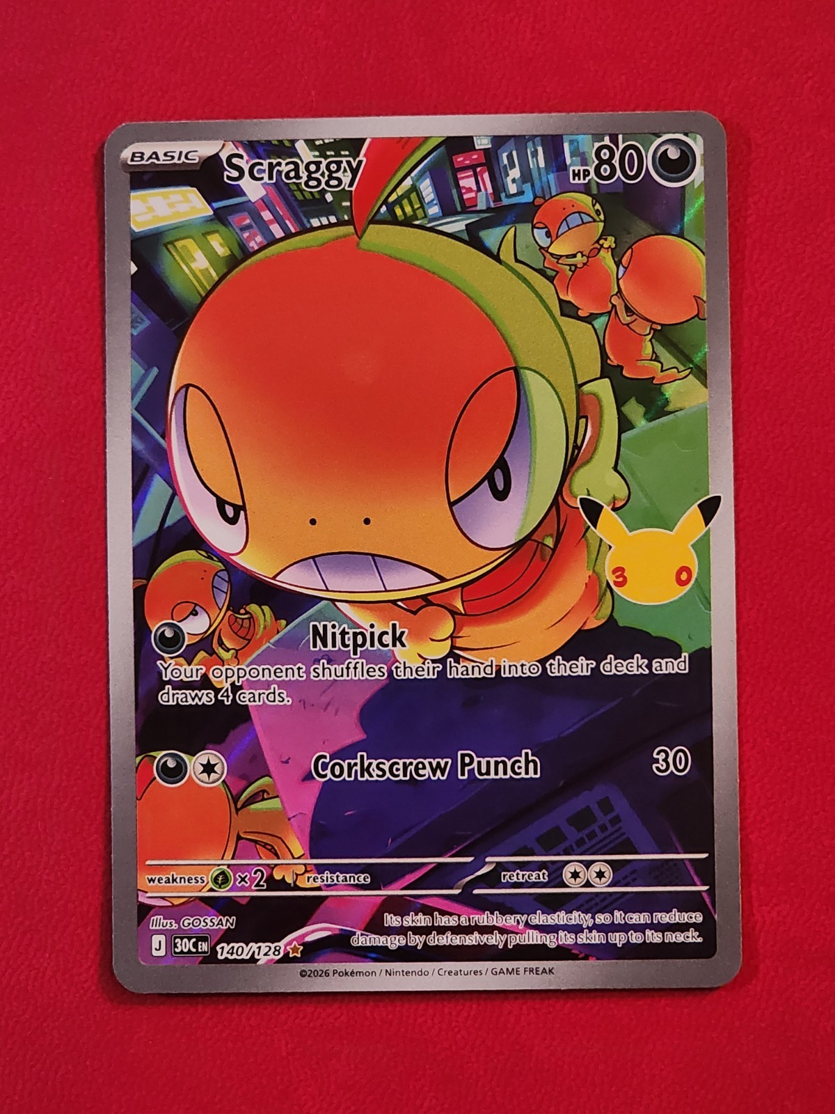 Scraggy 140/128 ME: 30th Celebration Holo IR NM 2 pokemon Illustration rare psa