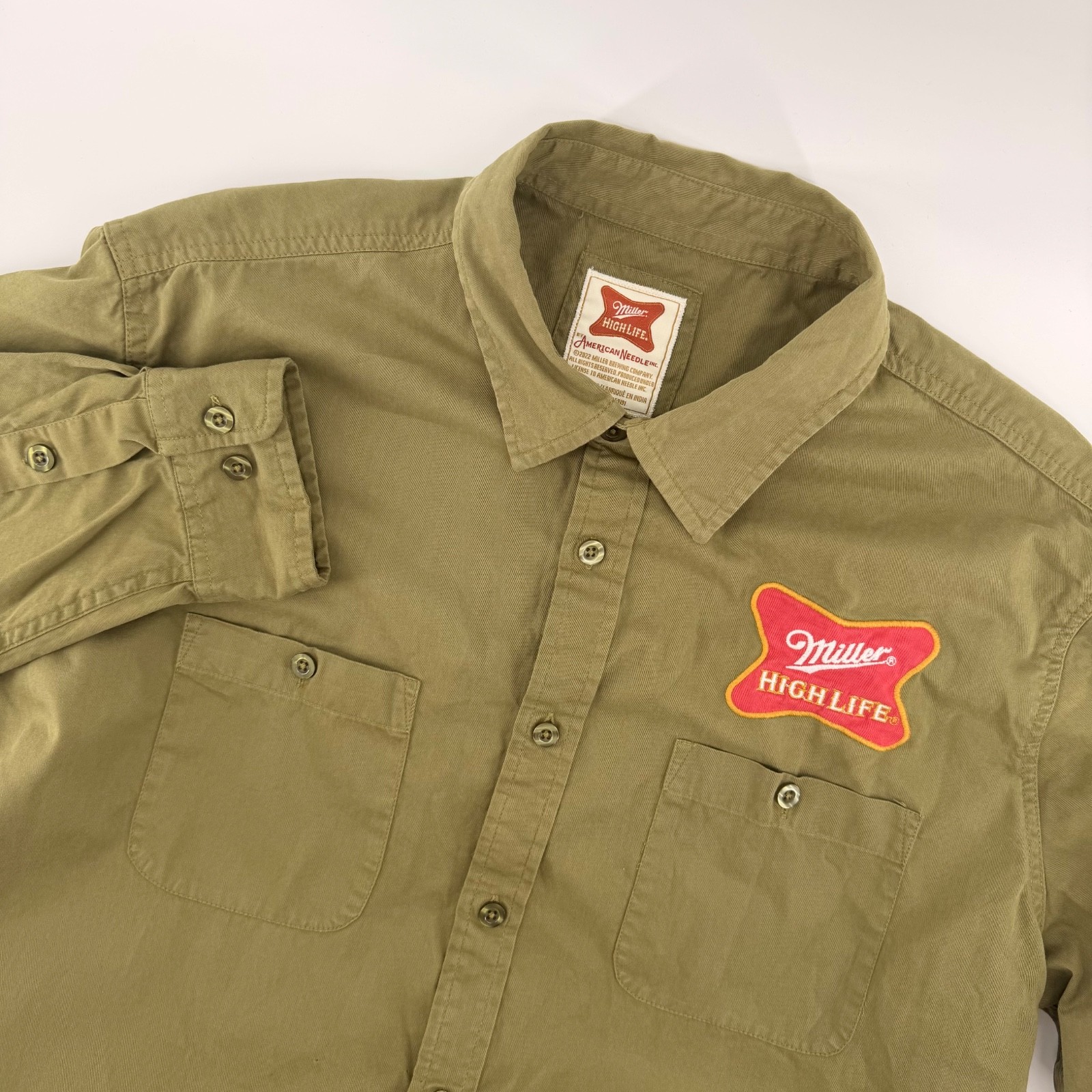 Miller High Life Long Sleeve Green Men\'s Work Shirt, VTG, Collectible, XL Miller High Life Long Sleeve Green Men\'s Work Shirt, VTG, Collectible, XL