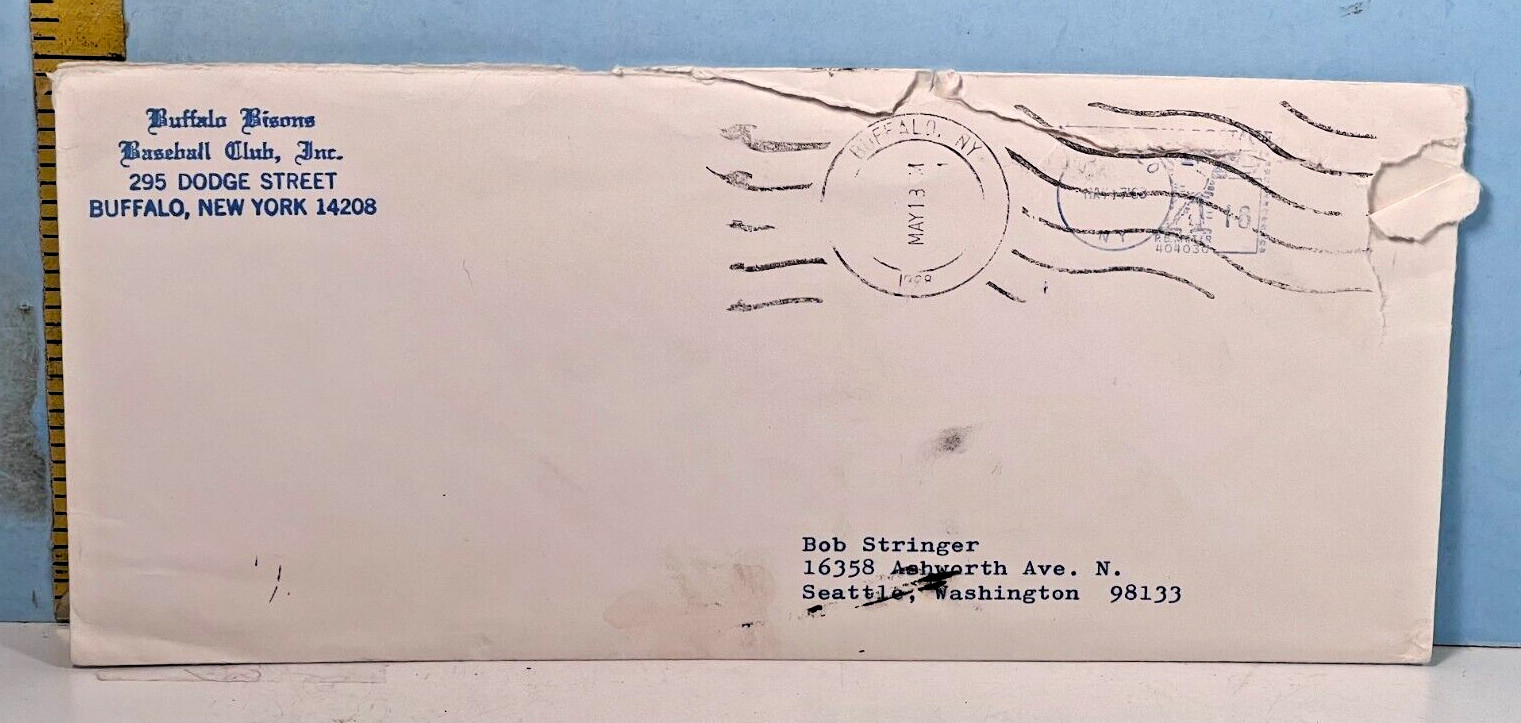 1968 Buffalo Bisons Minor League Baseball Club Team Envelope