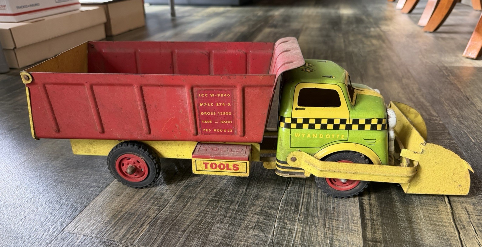 Antique Wyandotte Dump Truck Front Loader Vintage Pressed Steel Toy Car Auto Antique Wyandotte Dump Truck Front Loader Vintage Pressed Steel Toy Car Auto