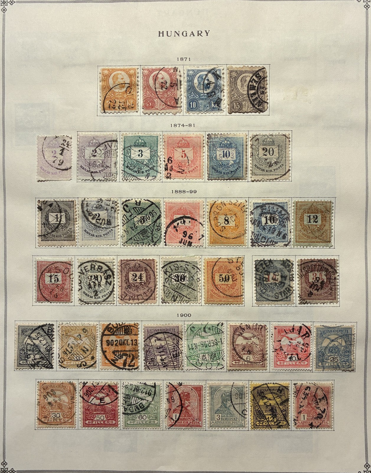 Packed Hungary Collection from Scott Intl Album Pages 1871-1940  - Cat. $325+