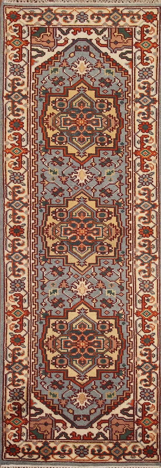 Geometric 8 ft Oriental Runner Rug 2x8 Wool Hand-knotted Classic Carpet