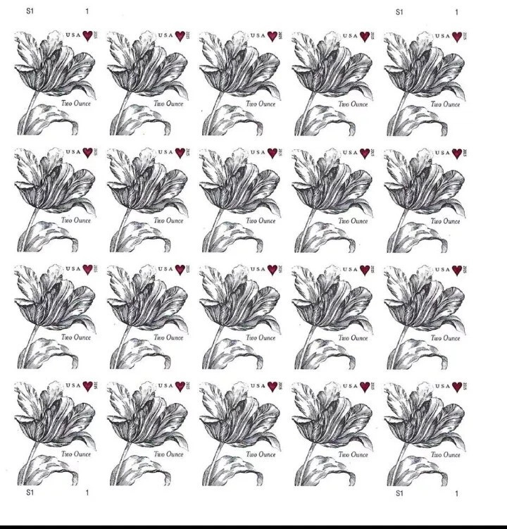 2015 2 Oz Vintage Tulip 🌷 of 20 US Forever Stamps - 5 sheets of 100 Coun 2015 2 Oz Vintage Tulip 🌷 of 20 US Forever Stamps - 5 sheets of 100 Coun