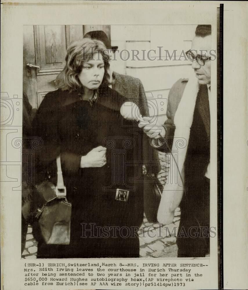 1973 Press Photo Mrs. Edith Irving leaves courthouse after sentencing in Zurich
