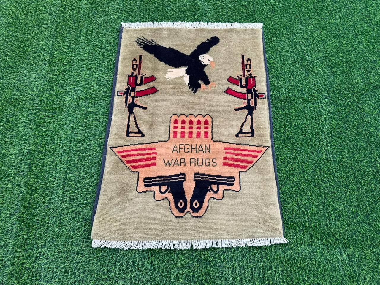 Handmade Afghan War Rug Knotted Tribal  Rug Wool  Art Carpet Wall decorated Rug