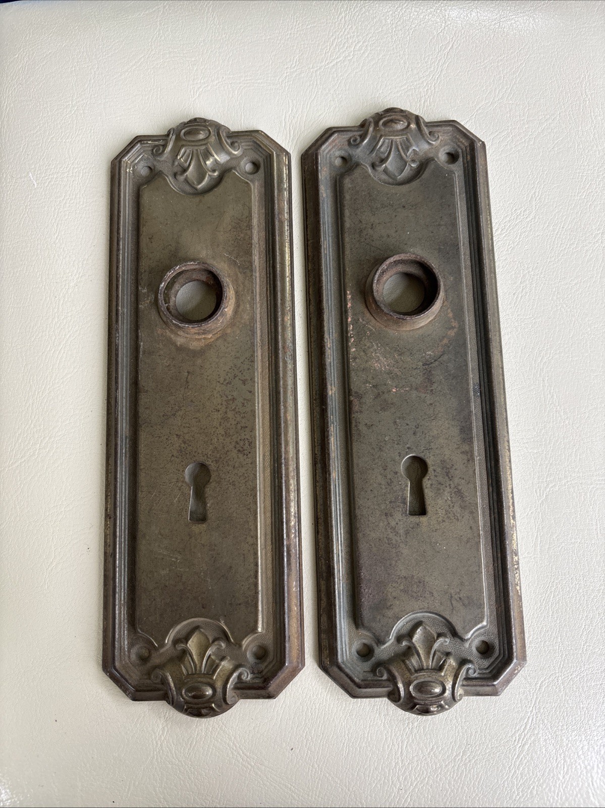 Antique Metal Door Back Plate with Keyhole Set Of 2