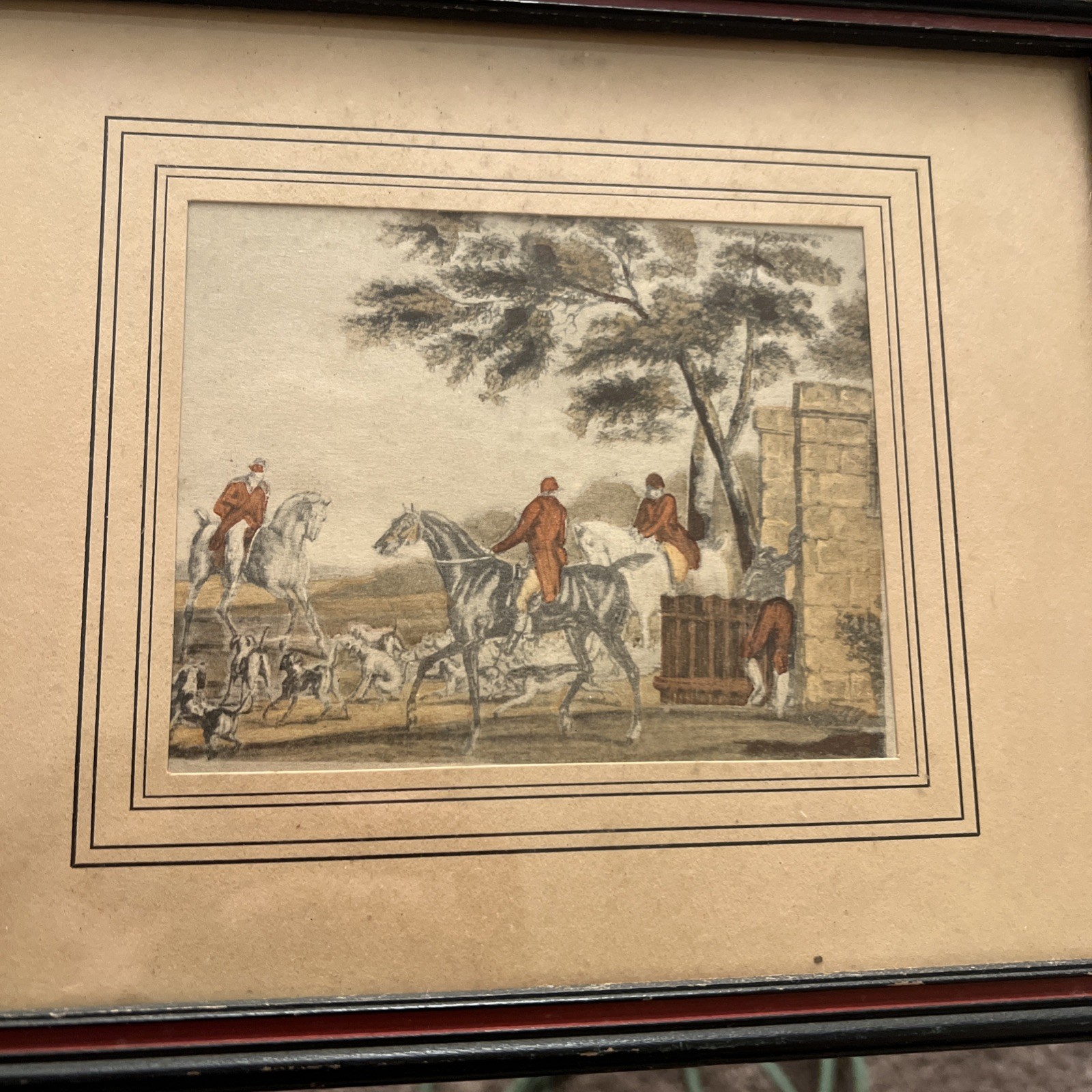 Antique Carle Vernet Fox Hunt Engraving Hand Colored Equestrian Horse Print 8x10 Antique Carle Vernet Fox Hunt Engraving Hand Colored Equestrian Horse Print 8x10