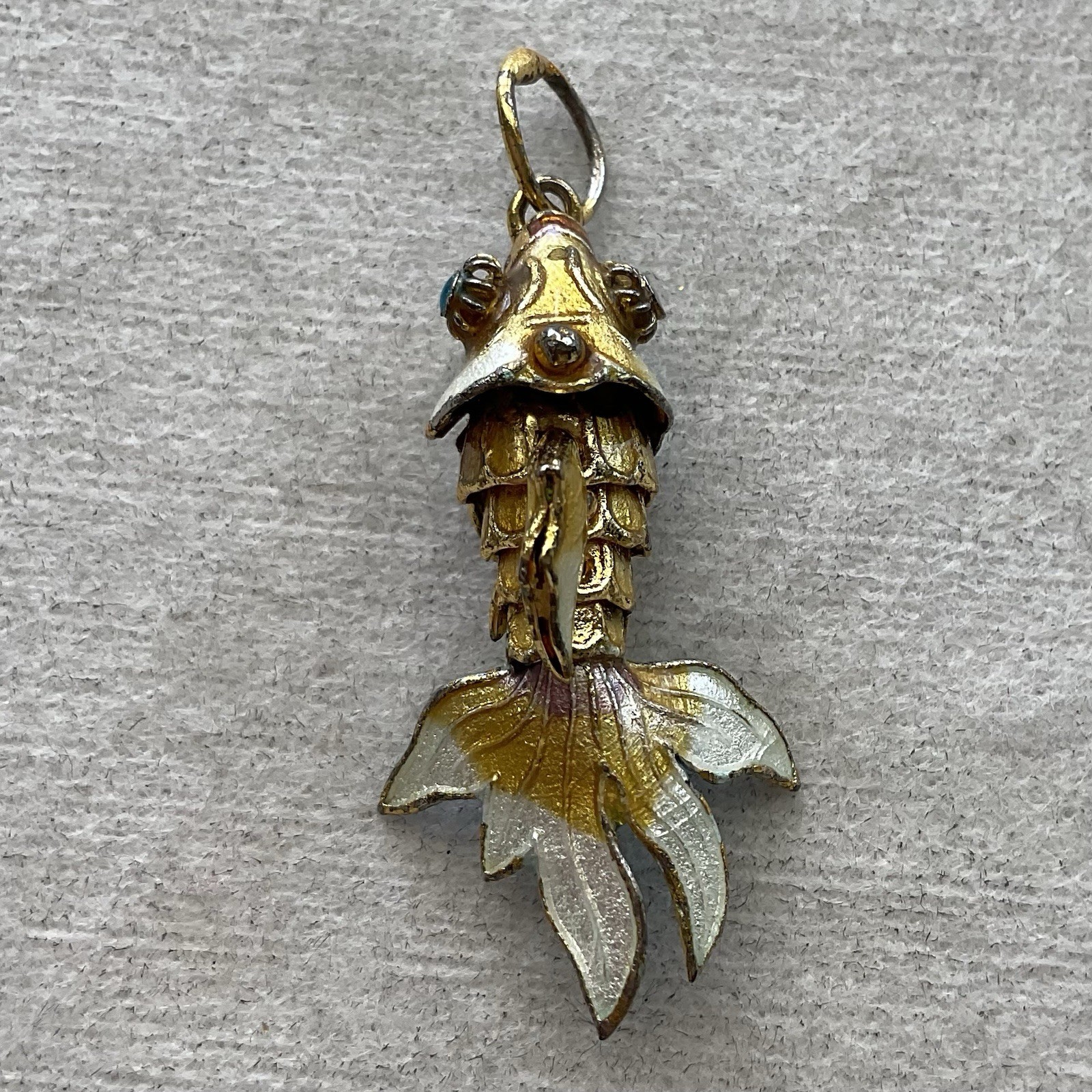 vintage articulated cloisonné enamel fish pendant or charm Estate Jewelry Koi 