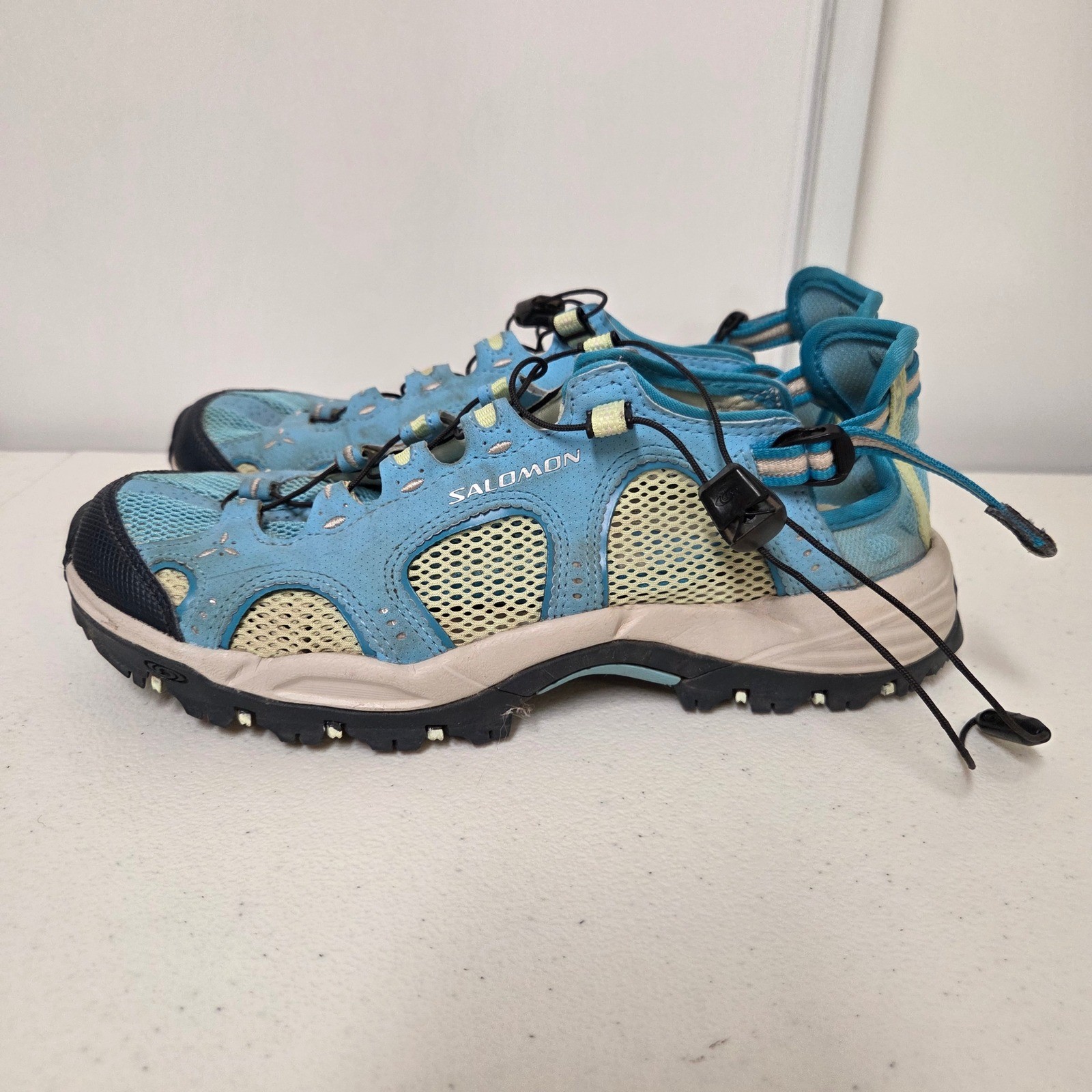 Salomon Techamphibian 3 Blue Yellow Water Hiking Shoes Womens 7 356772