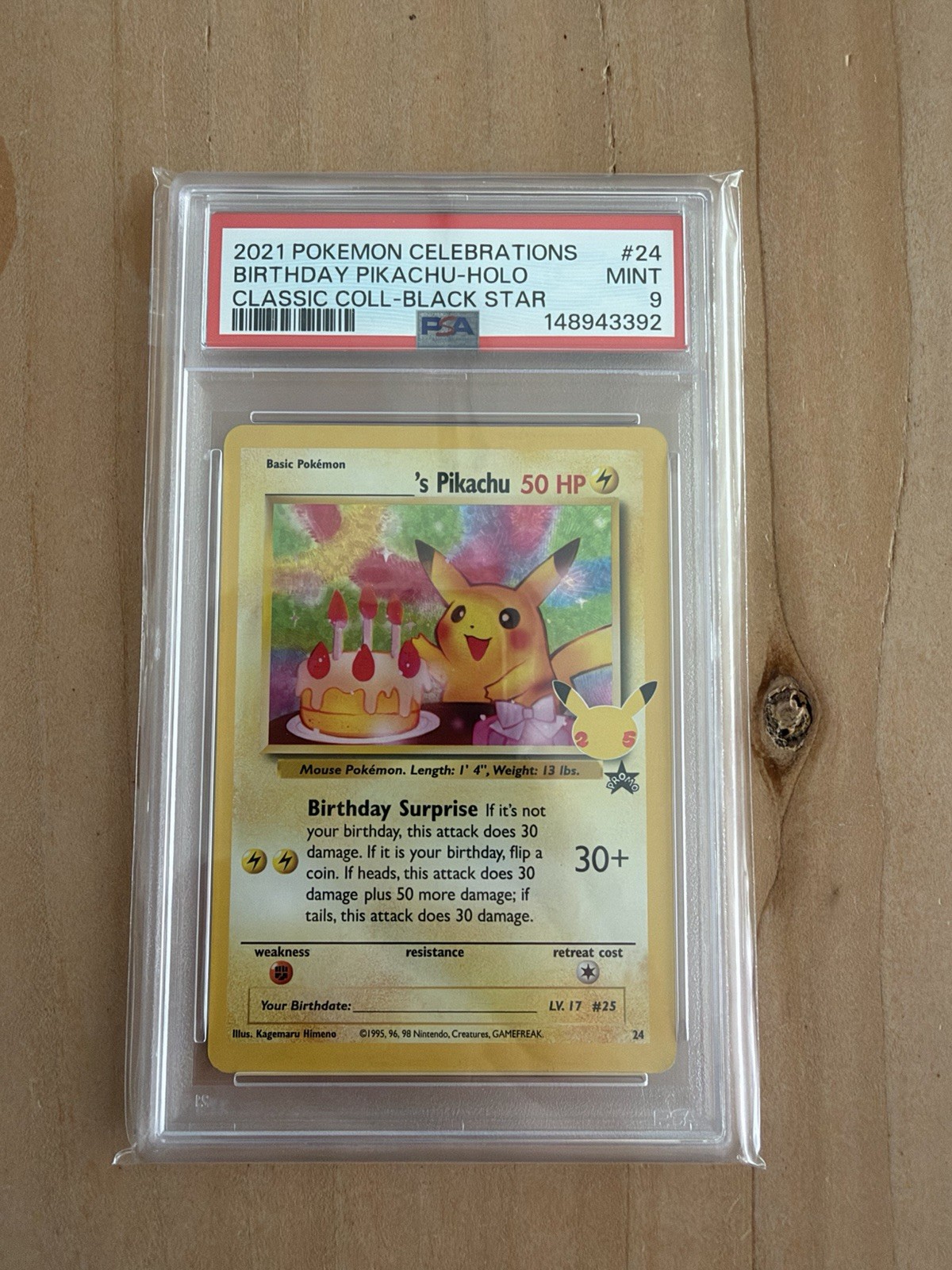 Pokemon Birthday Pikachu Holo Celebrations 2021 #24 Black Star Promo PSA 9 Pokemon Birthday Pikachu Holo Celebrations 2021 #24 Black Star Promo PSA 9