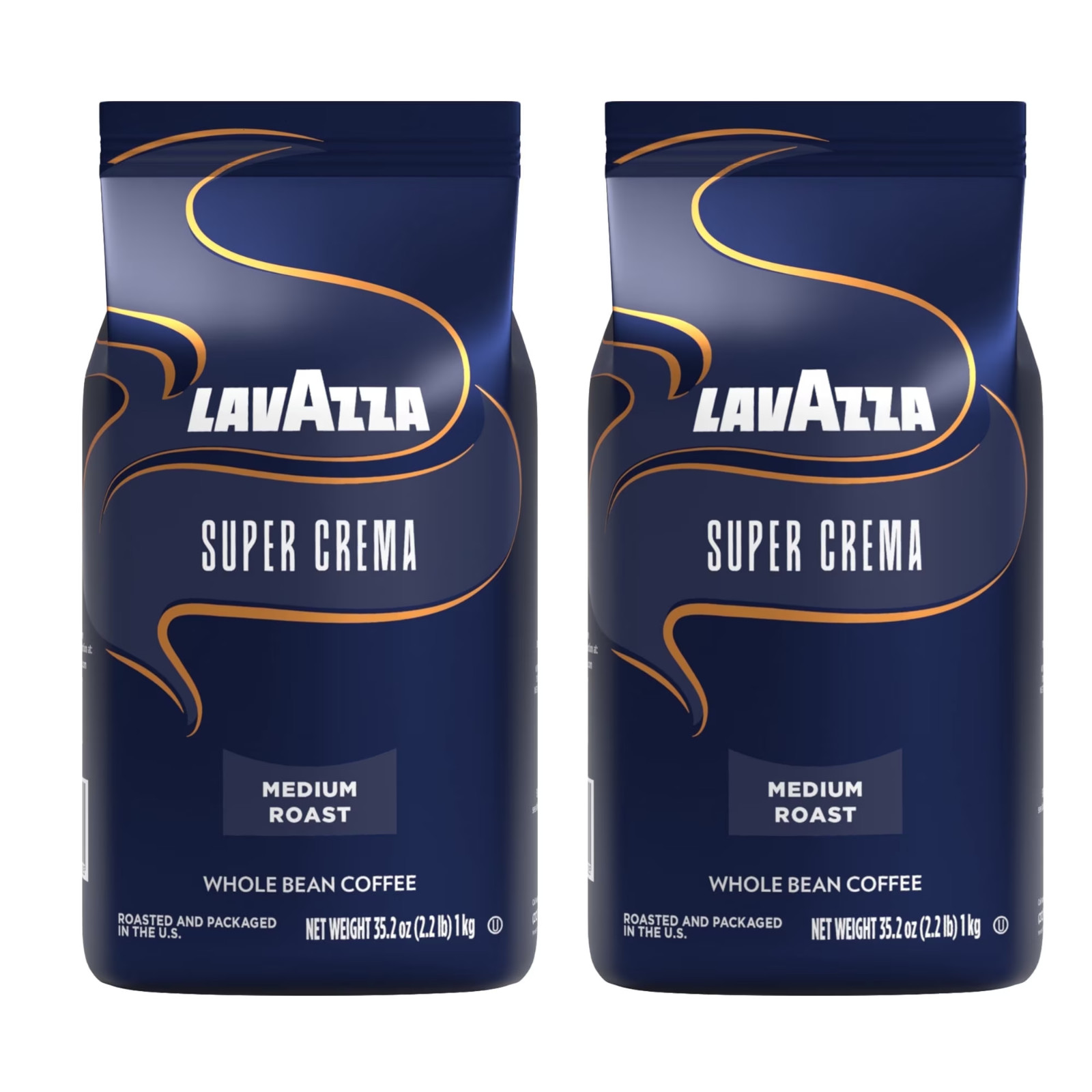 Lavazza Super Crema Whole Bean Coffee, Medium Roast, 2.2 lb Bag (Pack of 2) NEW Lavazza Super Crema Whole Bean Coffee, Medium Roast, 2.2 lb Bag (Pack of 2) NEW