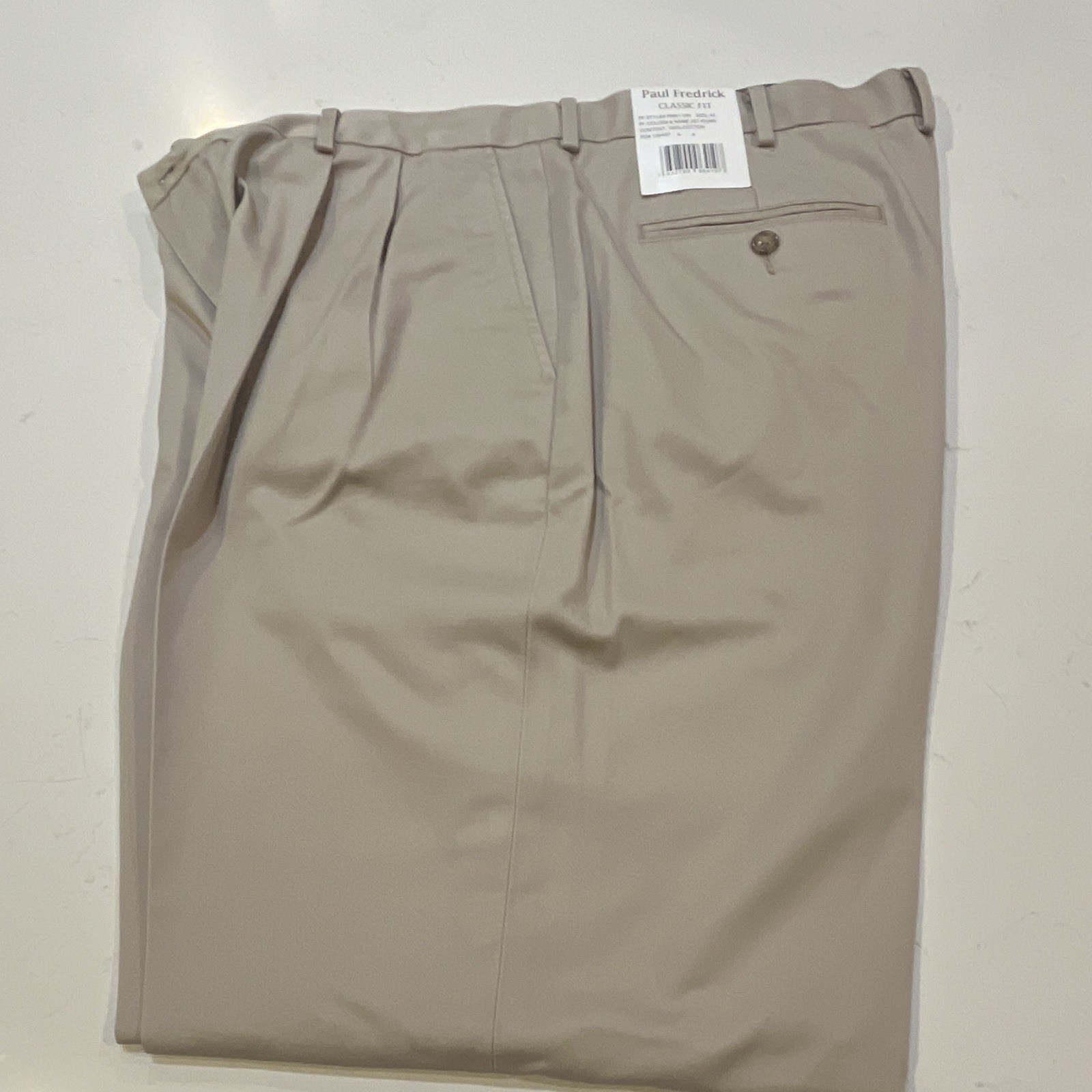 PAUL FREDRICK Men’s Dress Pants Beige Cotton Twill Pleated Straight 40x32 NWT PAUL FREDRICK Men’s Dress Pants Beige Cotton Twill Pleated Straight 40x32 NWT
