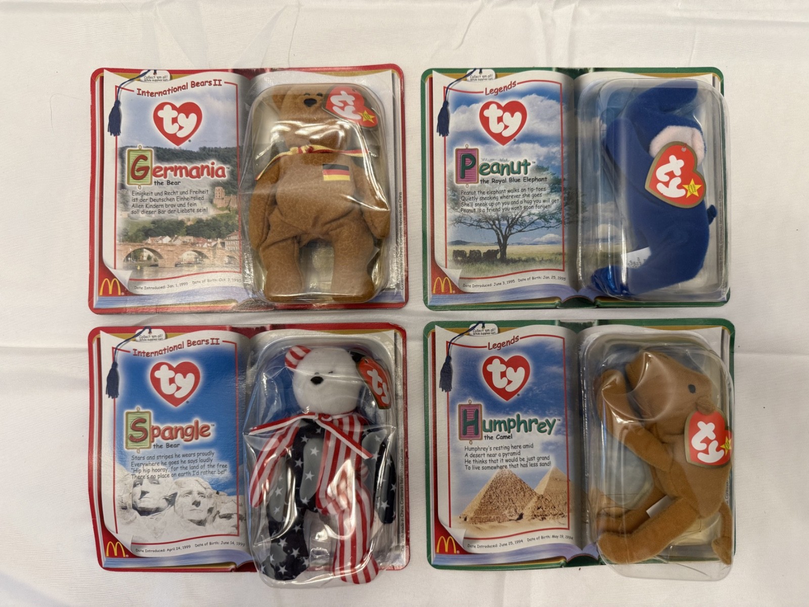 Ty Teenie Beanie Babies McDonalds Lot of 4 Sealed Germania Spangle Humphrey PNut