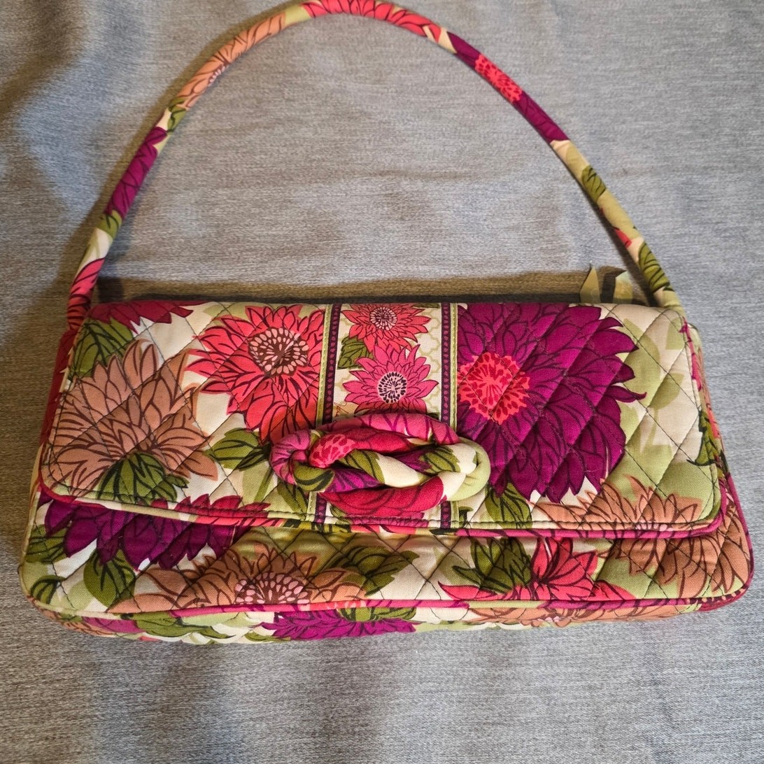 Bag Vera Bradley Knot Just A Clutch Hello Dahlia Pocket Book Handle Handbag