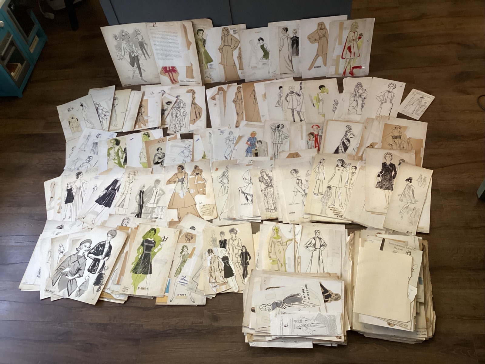 1970s Women’s Designer Fashion Original Art For Patters & Ads HUGE LOT 60s 70s