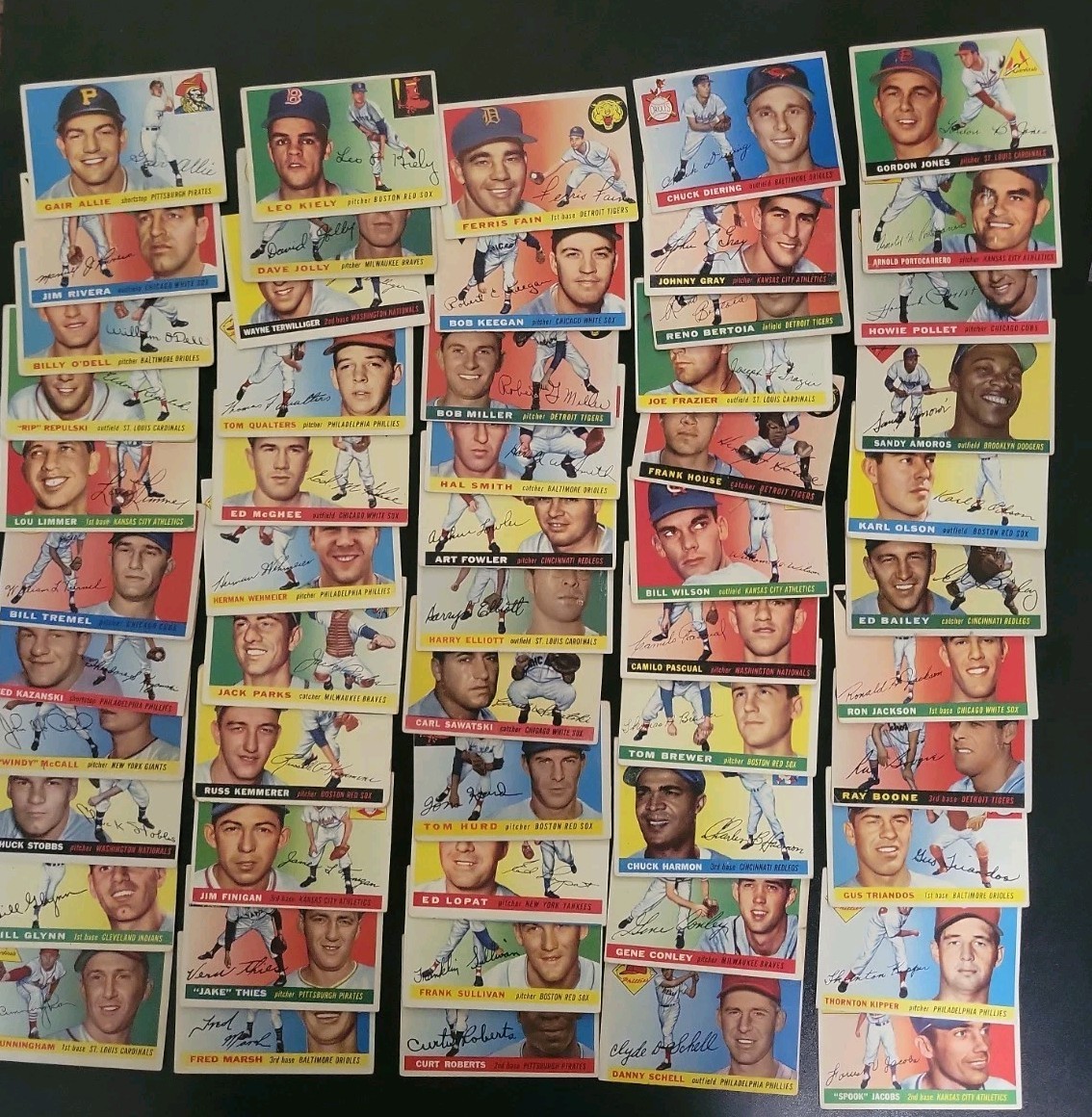 1955 Topps Starter Lot- 55 Different Cards - W/Art Fowler and Spook Jacobs