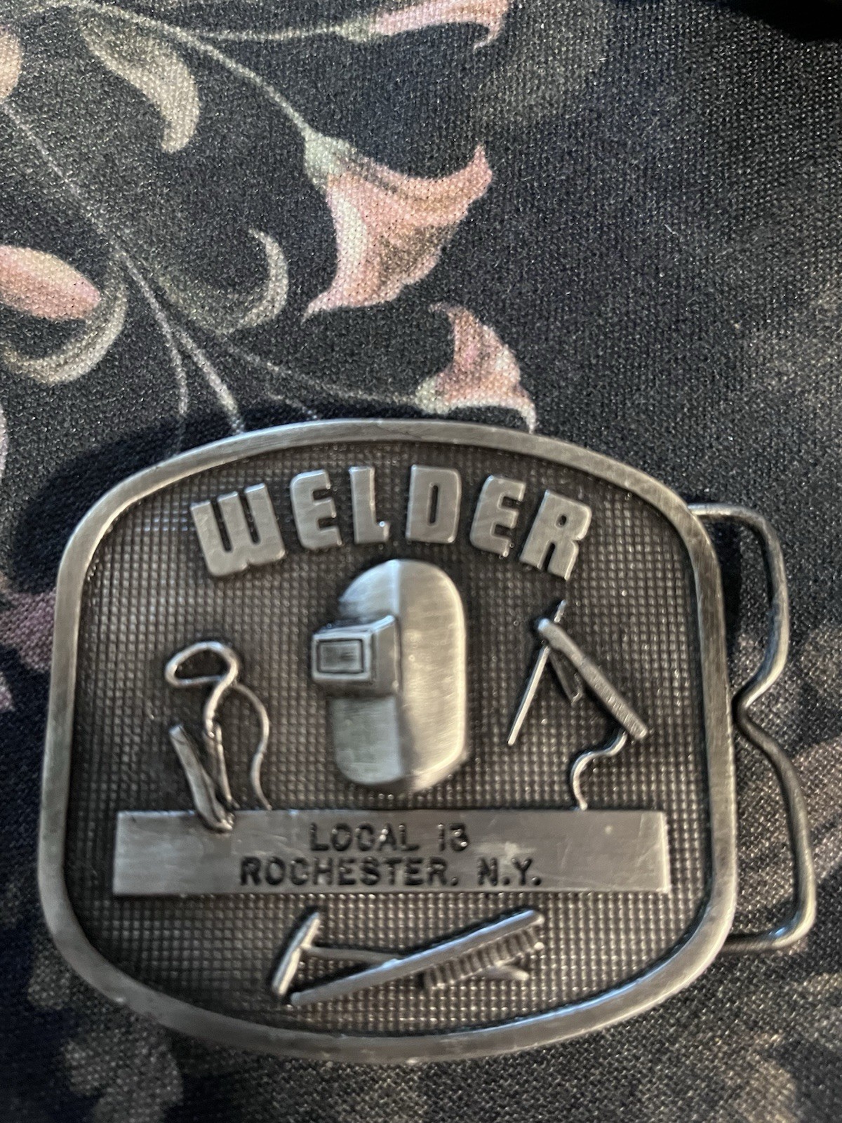 Vintage Welder Belt Buckle UA Local 13 Rochester NY R&M Industries Pewter Tone