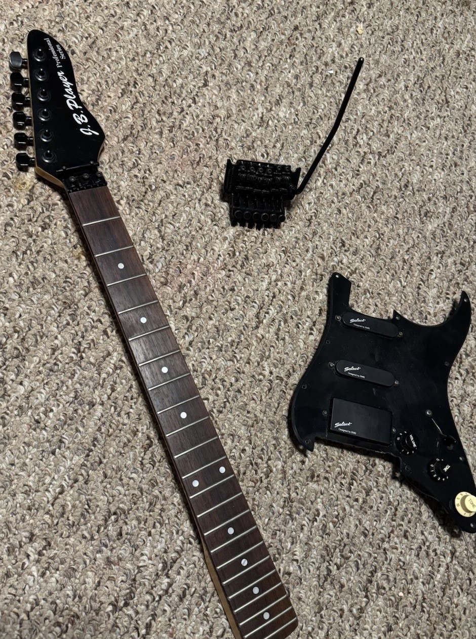 80s Super Strat Parts Lot, EMG Designed Loaded Pickguard, Licensed Floyd, Neck