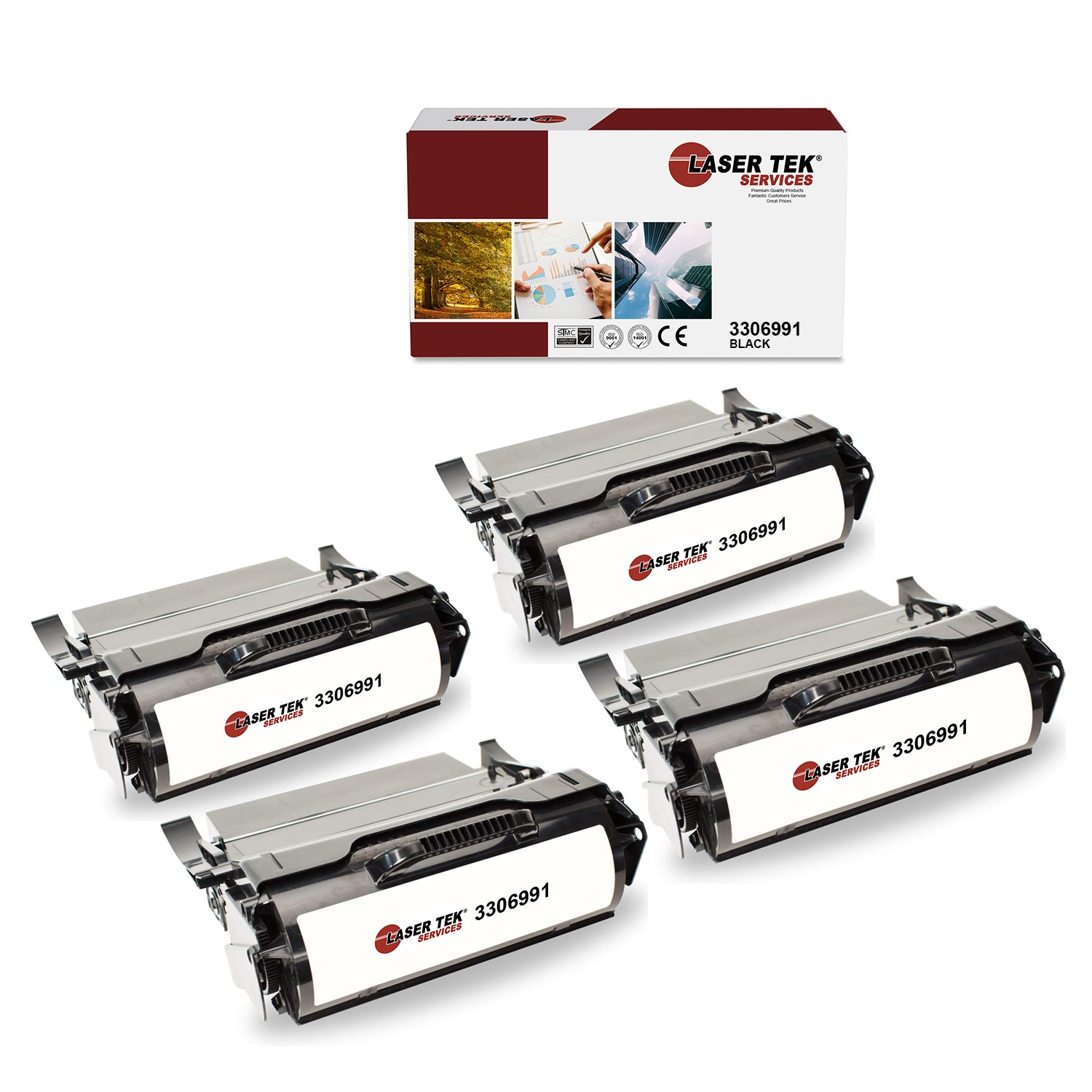 4Pk LTS 5230 3306991 Black Compatible for DELL 5230N 5350DN Toner Cartridge