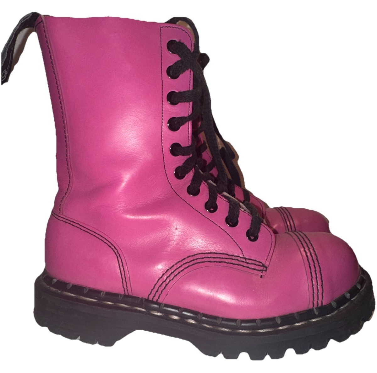 Gripfast England Pink Leather Steel Toe Boots UK 4 US 6.5  Solovair 10 Eyelet