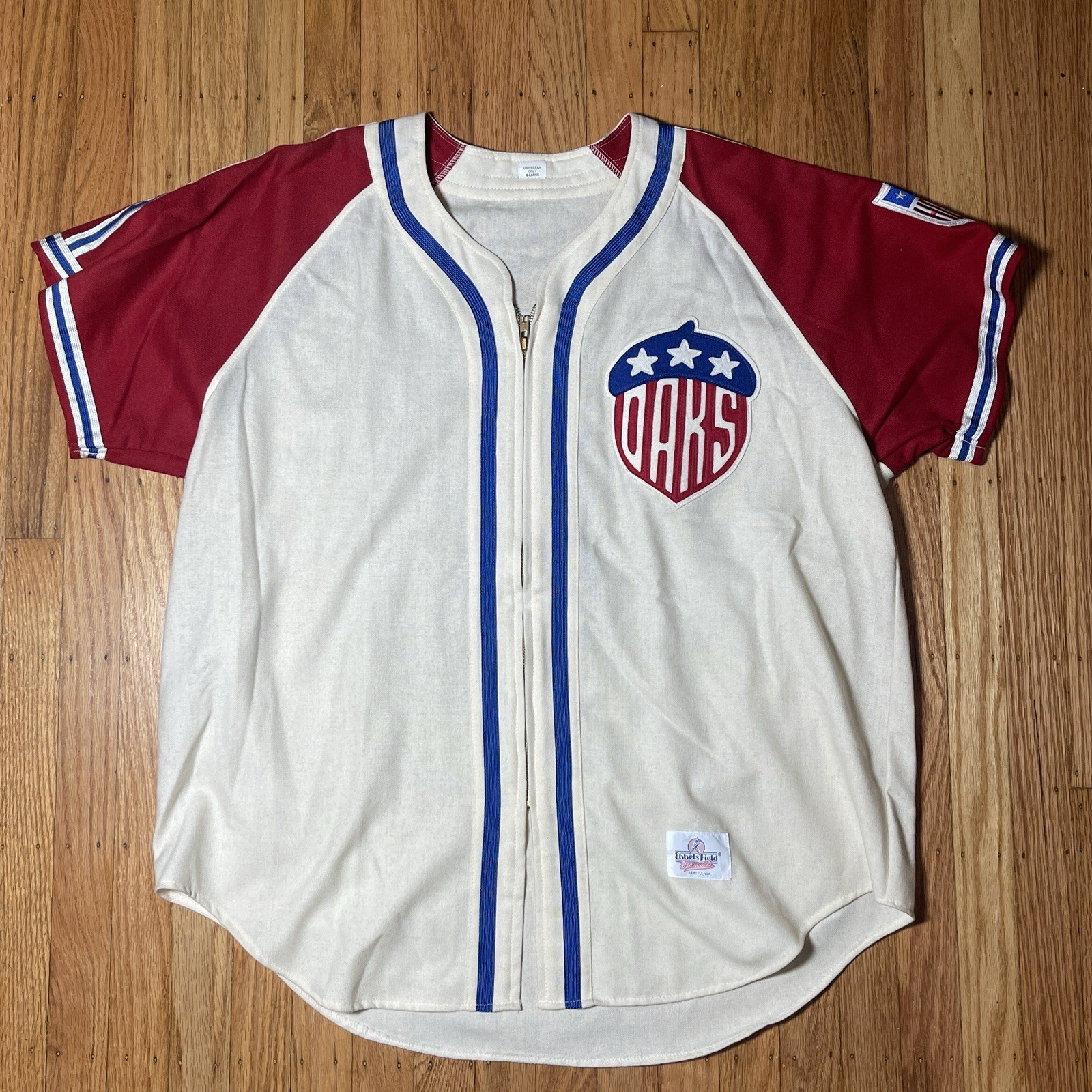 AUTHENTIC VINTAGE OAKLAND OAKS JERSEY EBBETS XL FLANNEL RARE Zip Up Health