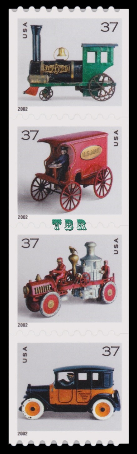 3638-41 3641 3641a Antique Toys Attached Coil Strip of 4 From 2002 MNH - Buy Now