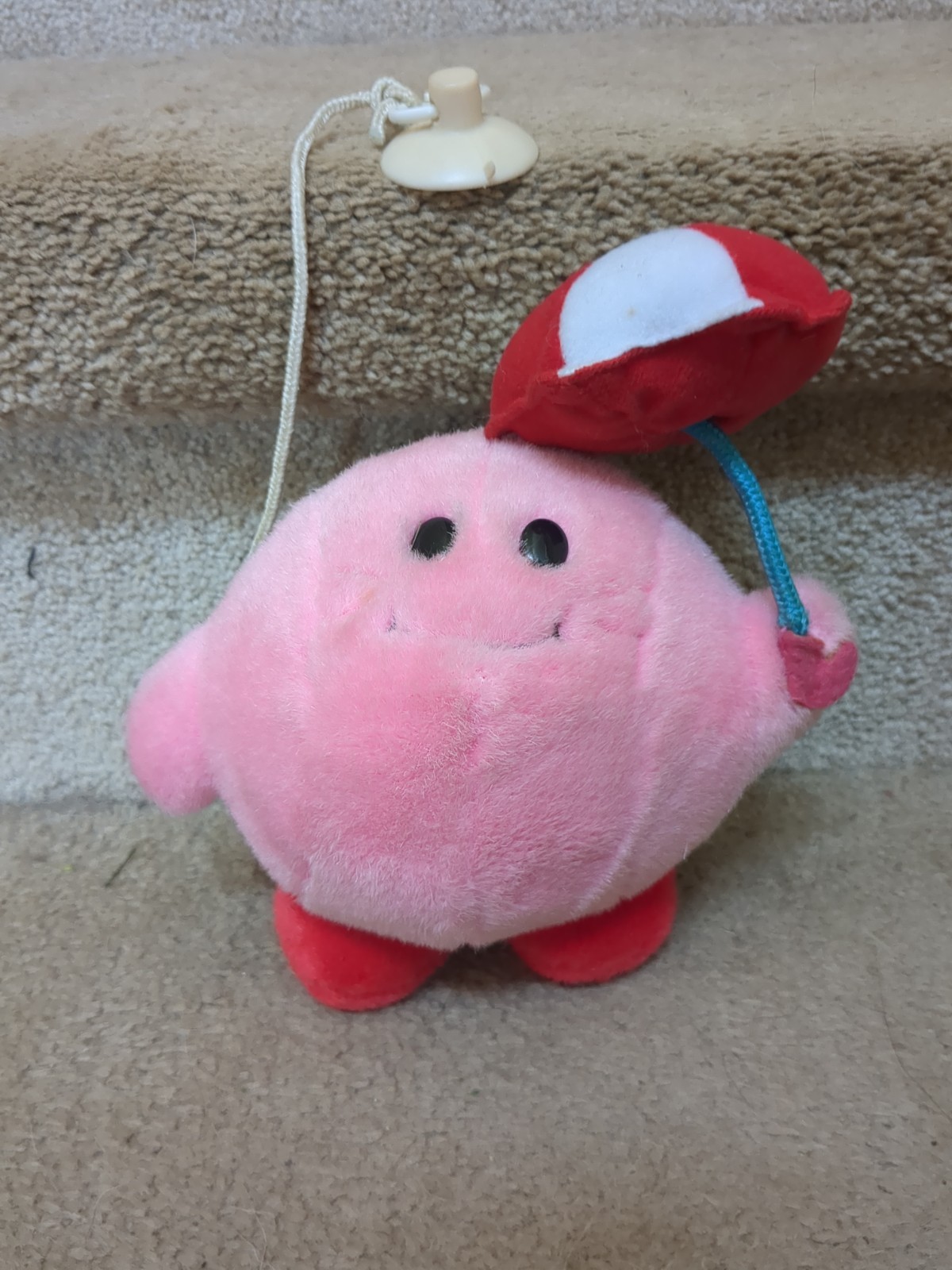 Kirby\'s Adventure Bandai 1993 Parasol Umbrella Kirby Plush Rare Prize Meme HAL 