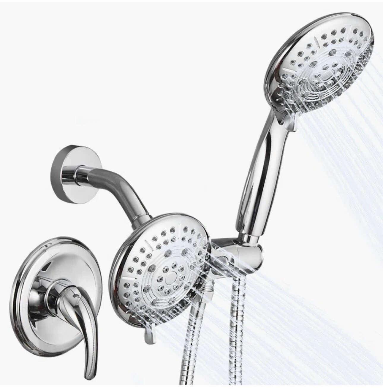 Shower Head with handheld Dual 2 In 1 Shower System Chrome (Valve Include)