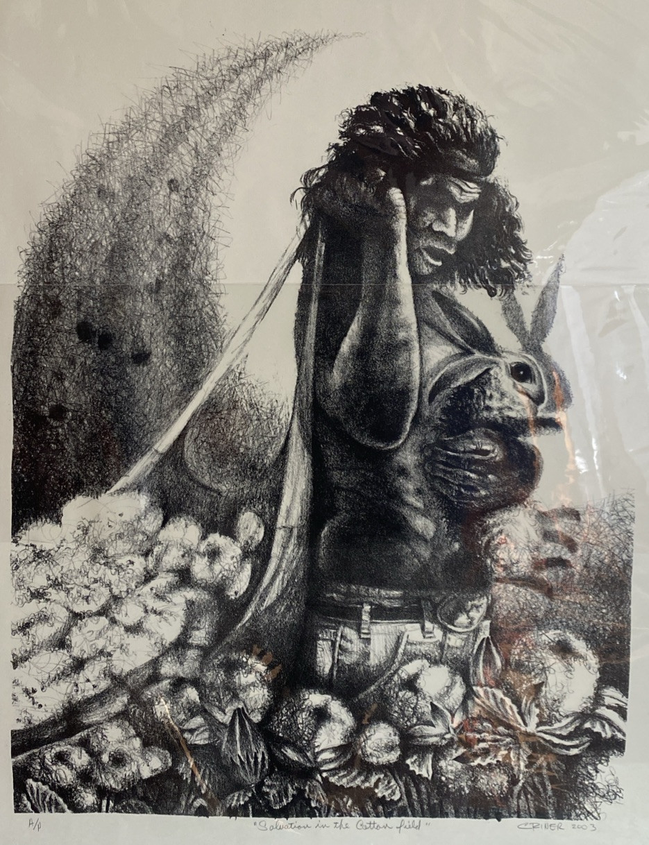 Charles Criner (Texas B. 1945) Salvation in the Cotton Field, 2003 Lithograph