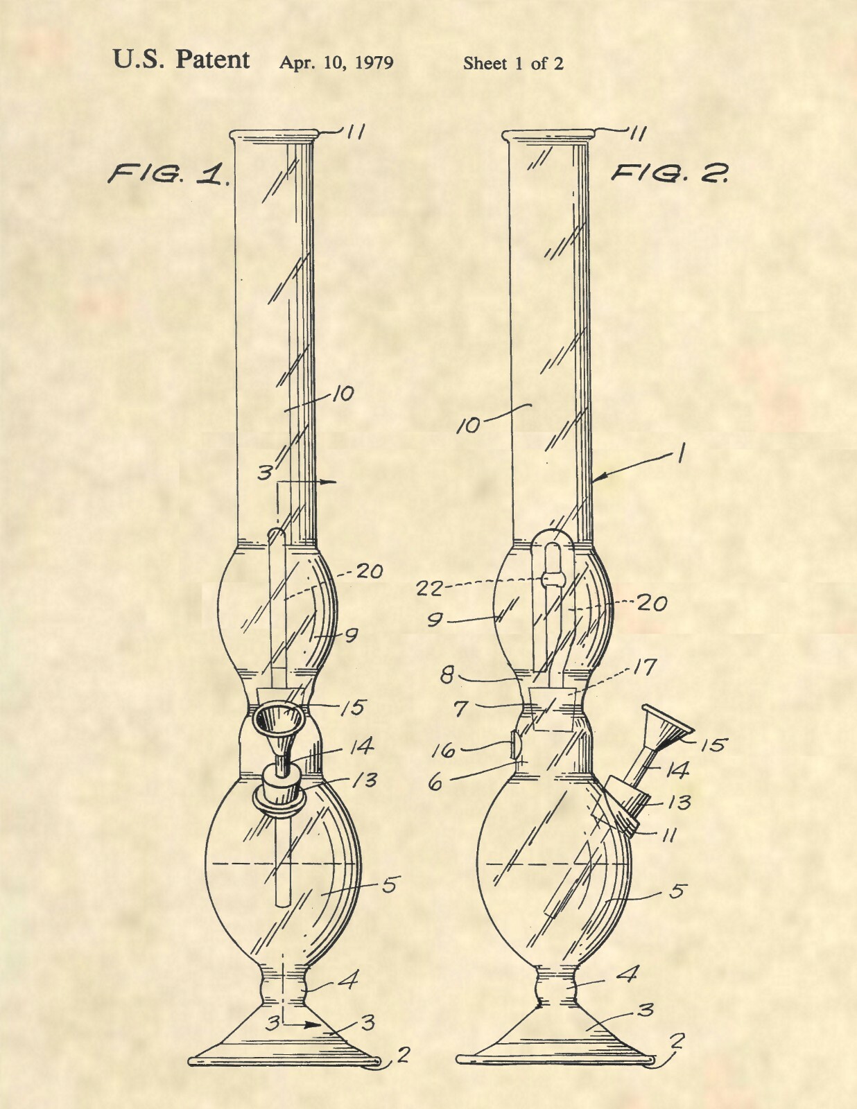 Marijuana Water Pipe Vintage Patent Art Print - Vintage Antique Marijuana - 886