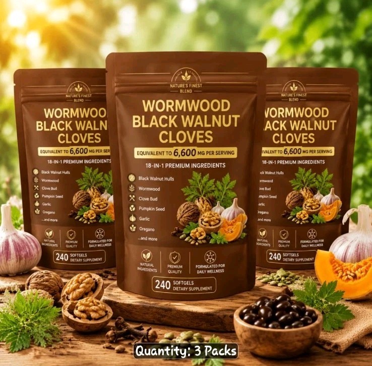 3 Pack WORMWOOD BLACK WALNUT CLOVES. 18-1. 240 Gels. 6600 mg Per Serving. #1
