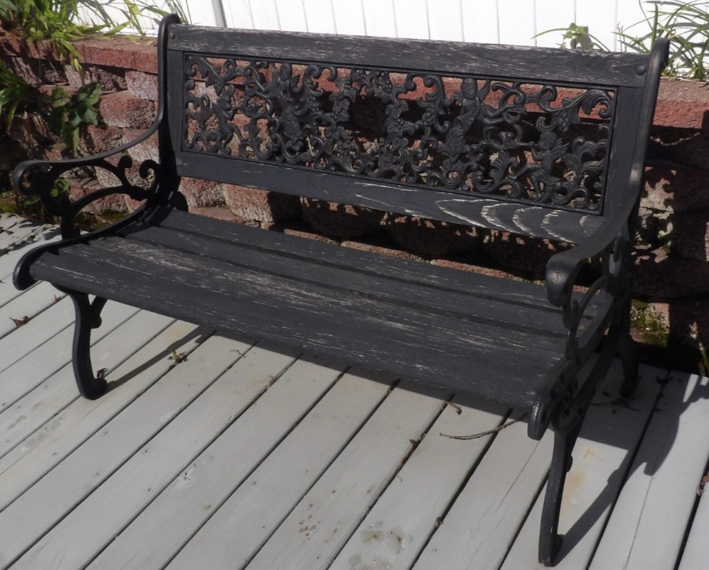Heavy Cast Iron 4' Metal Art Park Bench Cherubs Angels Long Window Grate Garden