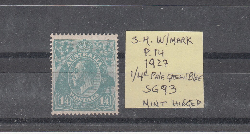 1927 KGV 1/4d Pale-Green-Blue Small Multiple W/mark  perf 14. SG93  Mint Cheap