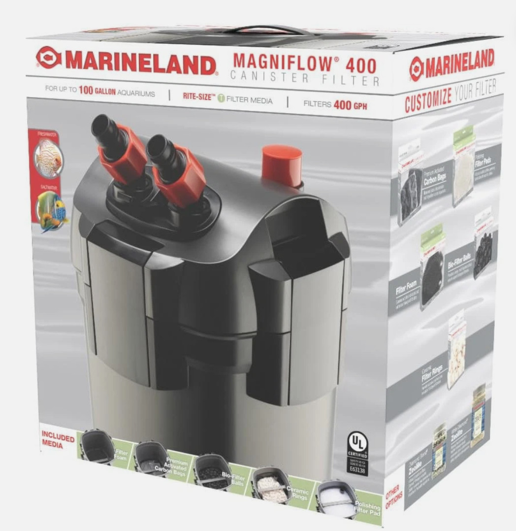 Marineland Magniflow 400 Canister Aquarium Filter, Up to 100 gallons tank