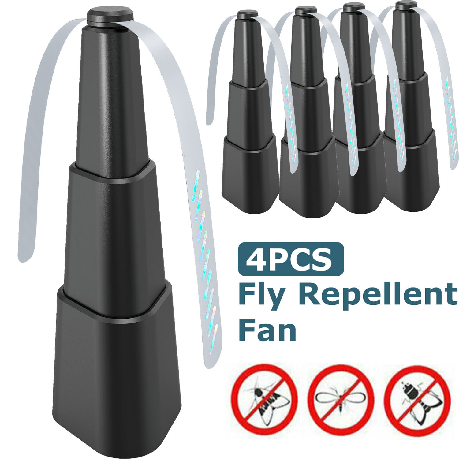 4 Pack Fly Repellent Fan for BBQ Picnic Tables Battery Powered w/Soft Fan Blades