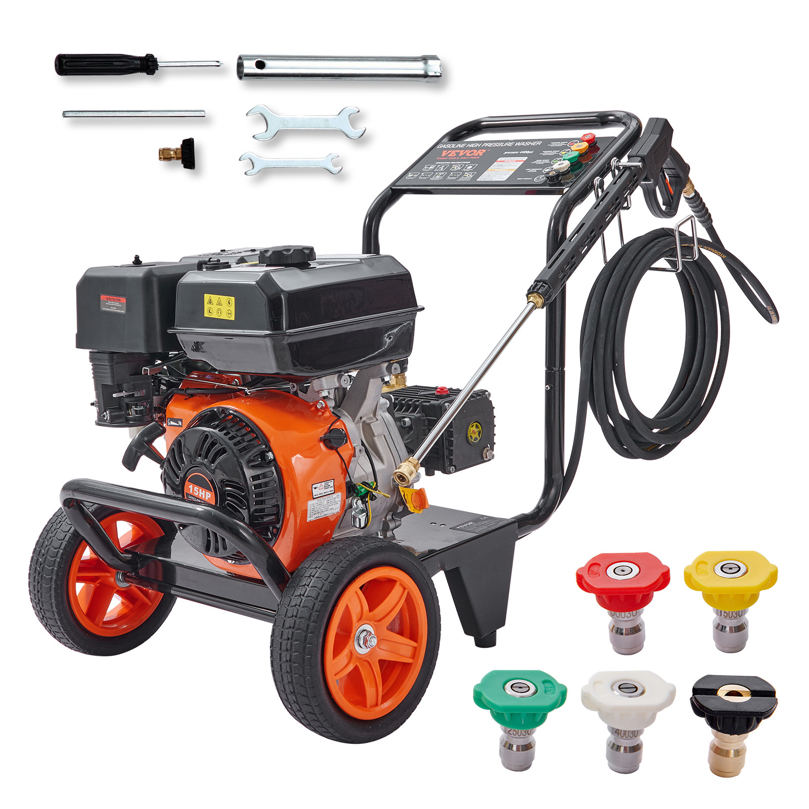 VEVOR Gas Pressure Washer Gas Powered Washer 4400 PSI 4.0 GPM 390cc 5 Nozzles