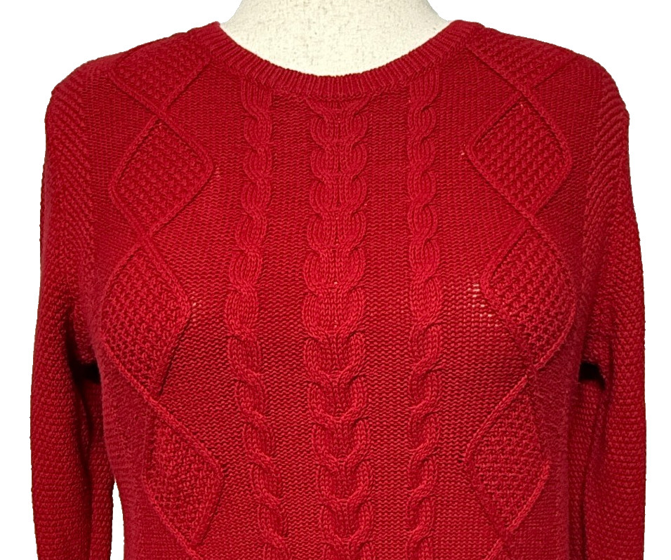 Pendleton Sweater Womens XL Red Cable Knit Cashmere Blend Christmas Holiday