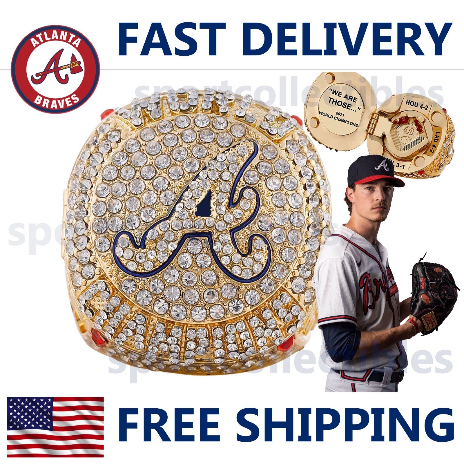 2021 Atlanta Braves World Series Ring - FRIED #54 - Fan Gift - MLB Replica Ring