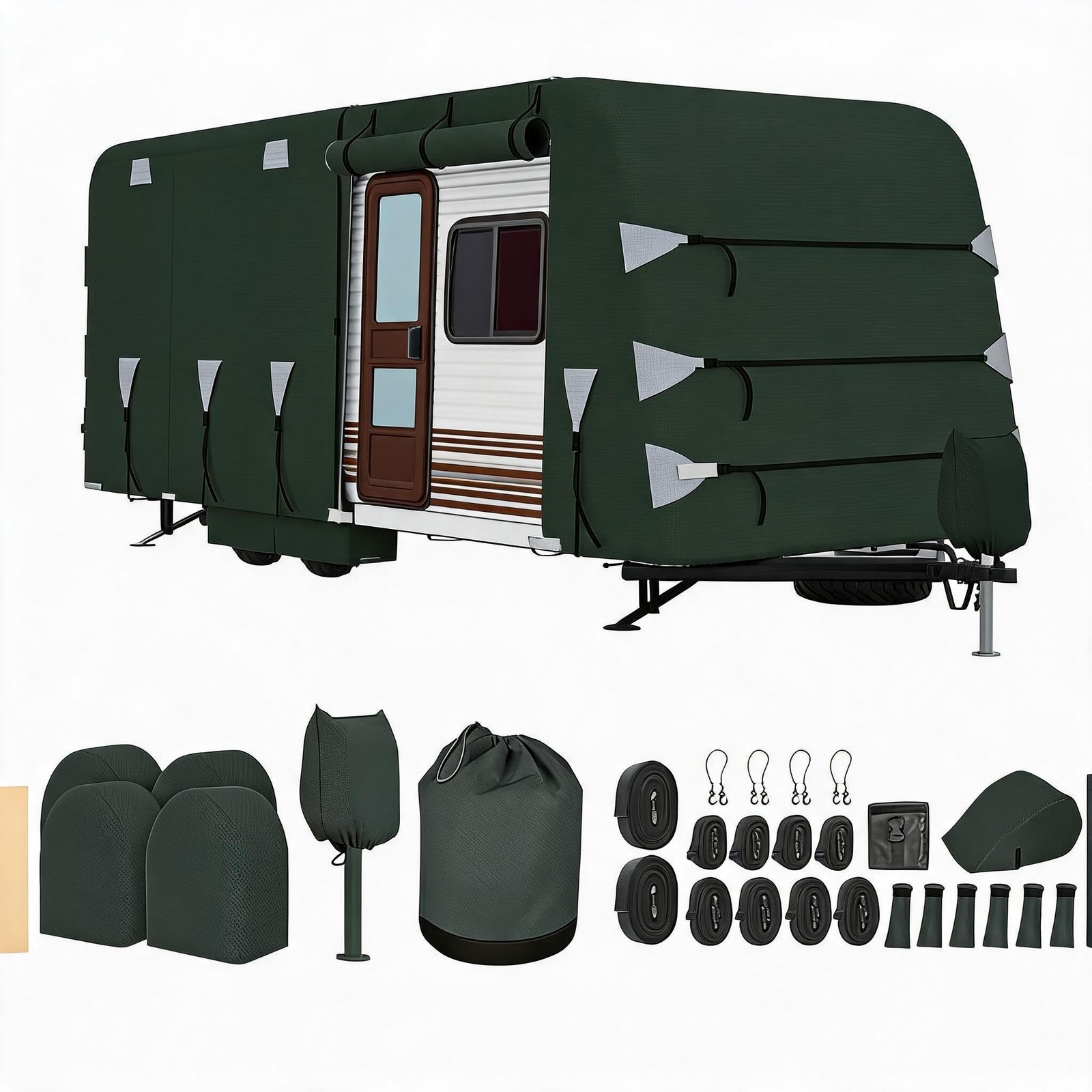 RV Cover for Travel Trailer, Heavy Duty 4-Layer Camper Cover Waterproof 18-35 FT