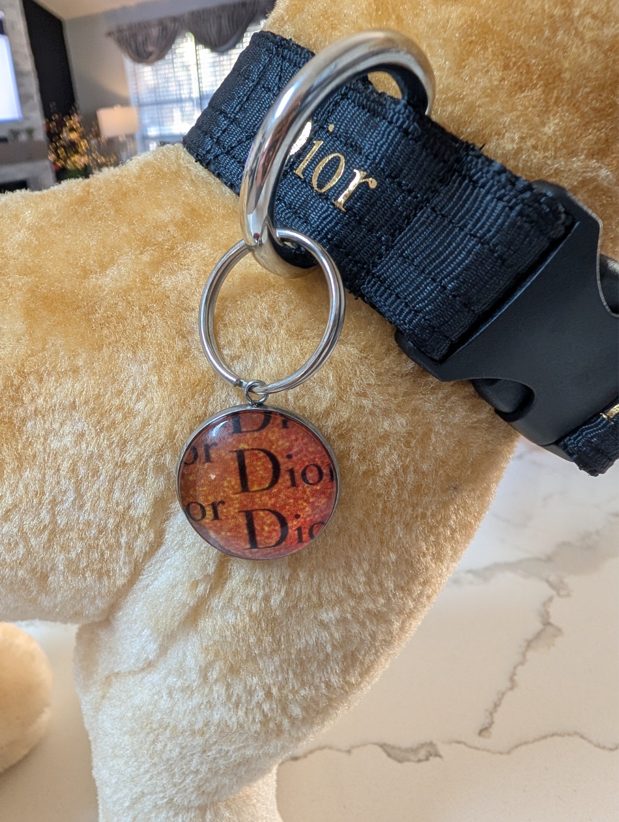 Elegant dog collar, collar for dog, luxury collar for dog with removable tag LRG