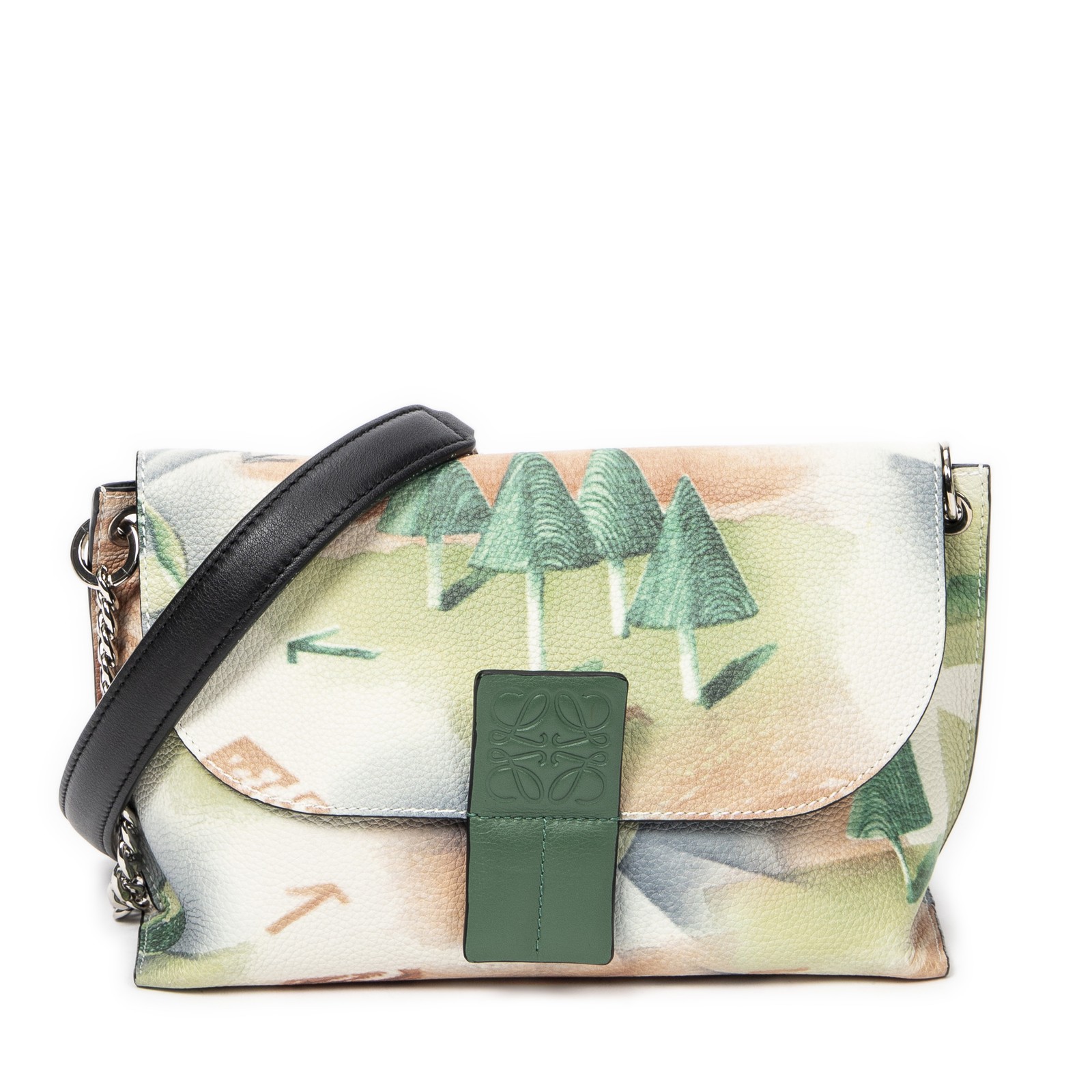 Loewe Green Printed Avenue Crossbody Shoulder Bag Printed Calfskin Leather