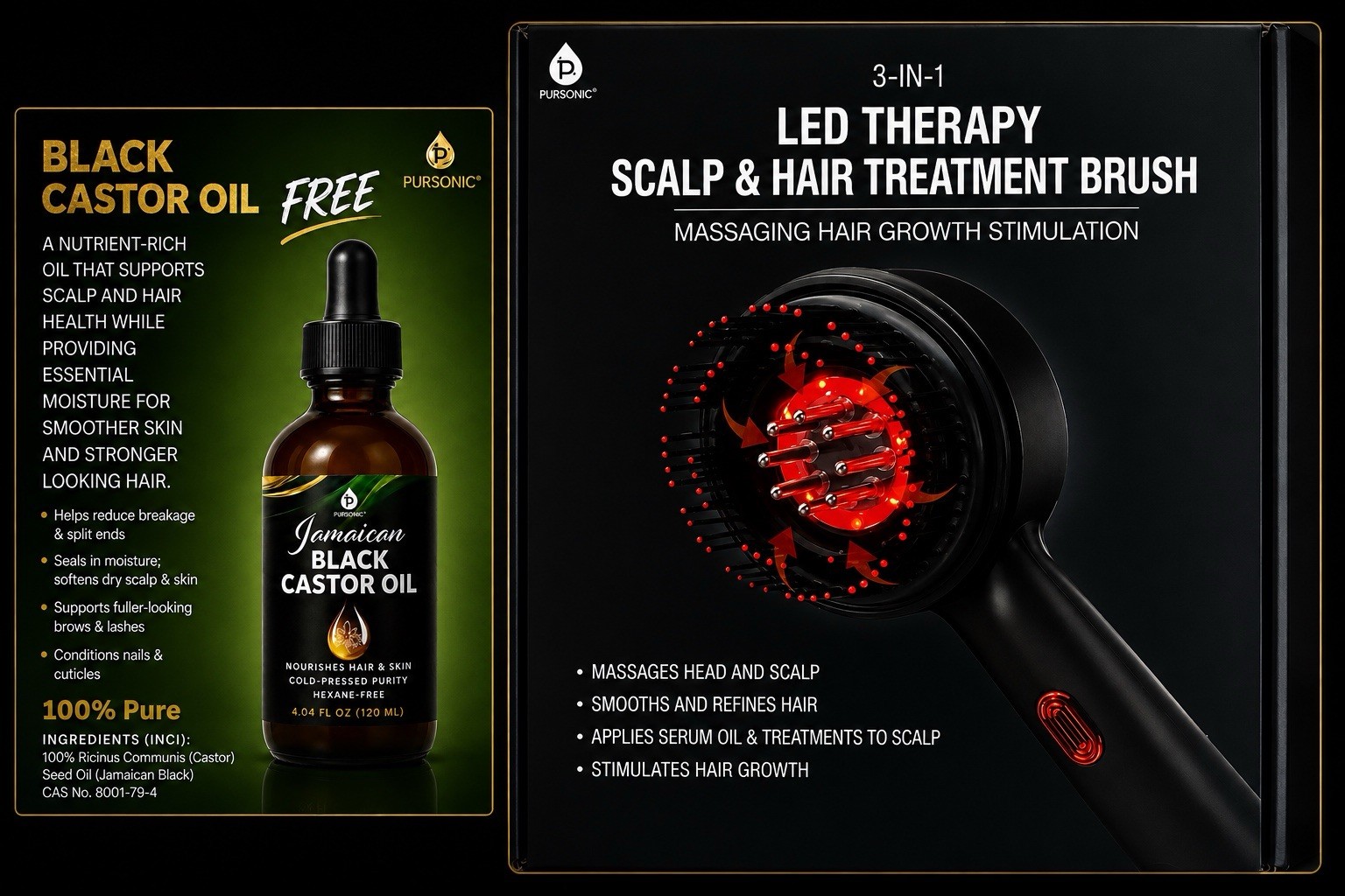 Pursonic 3-in-1 LED Therapy Scalp & Hair Brush Hair Growth, Rechargeable LTB10BK Pursonic 3-in-1 LED Therapy Scalp & Hair Brush Hair Growth, Rechargeable LTB10BK