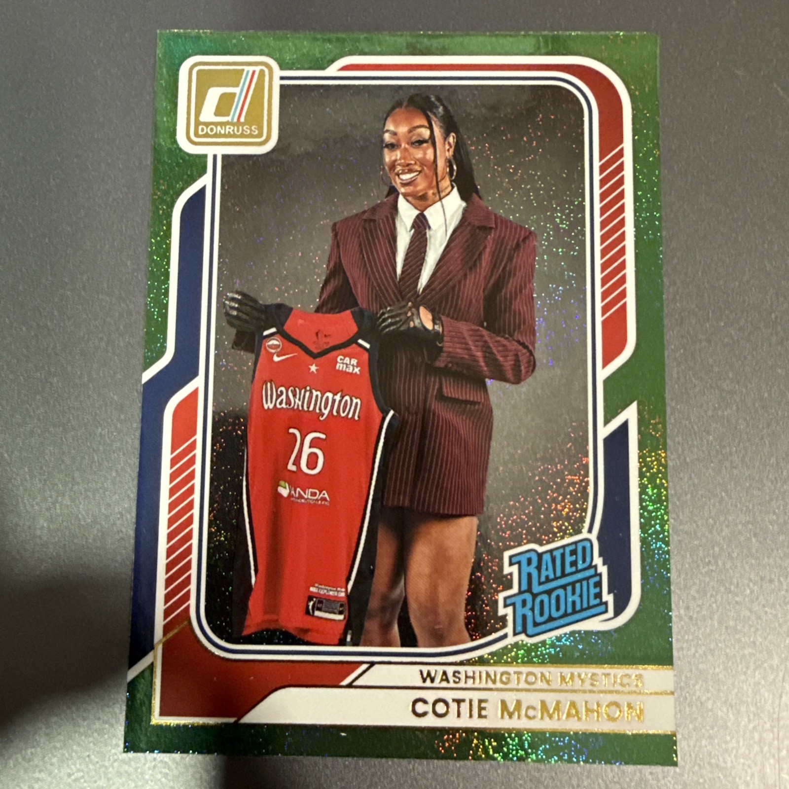 Panini 2026 WNBA Donruss Cotie McMahon  Rated Rookie #95 Green Shimmer Parallel