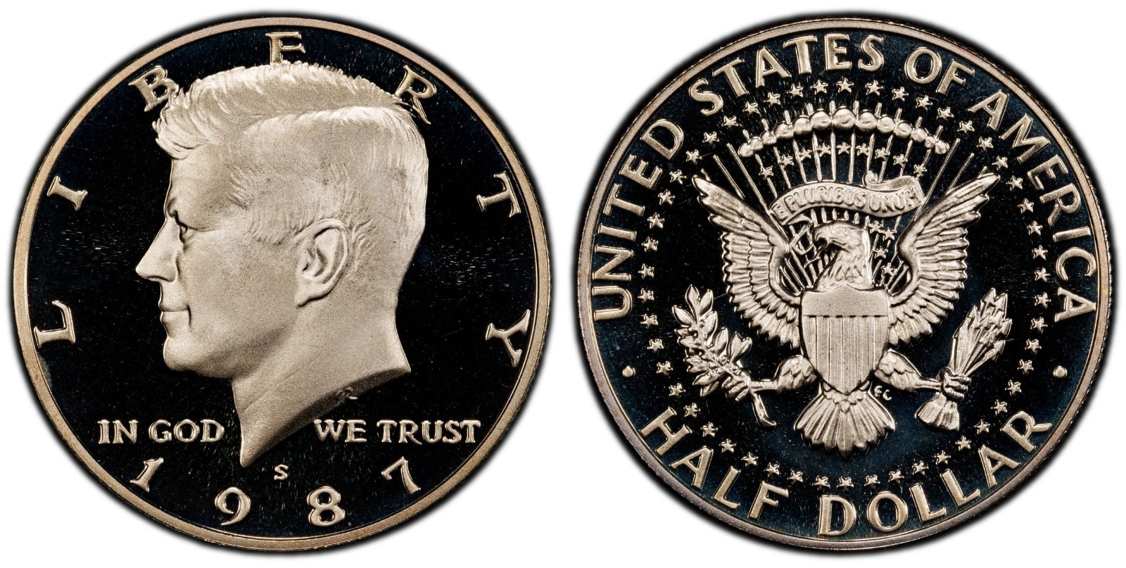1987 P D S Kennedy Half Dollar In Mint Cello , Proof 3 Coins